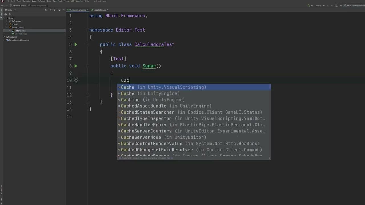 Primer Test en Unity (Calculadora)
