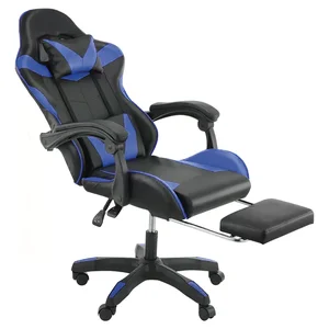 silla gamer circle line cl-gc001 azul y negro con apoya-pies