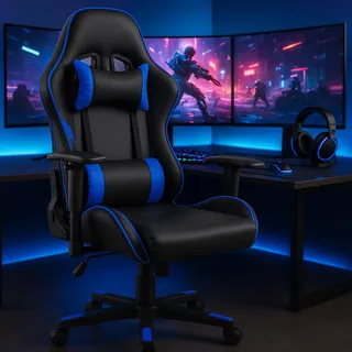 silla gamer circle line cl-gc005 azul y negro