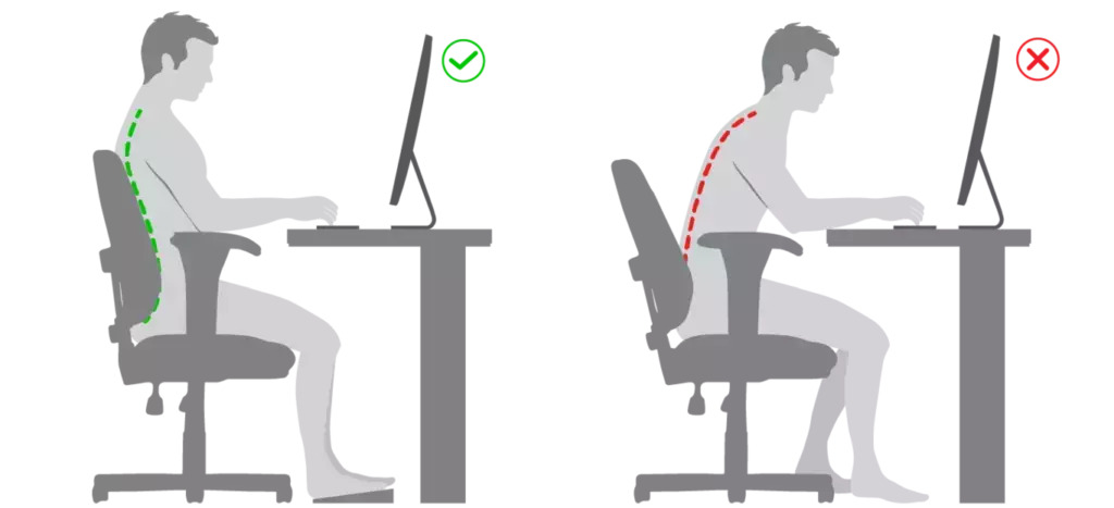 Postura correcta para sentarse frente a la computadora