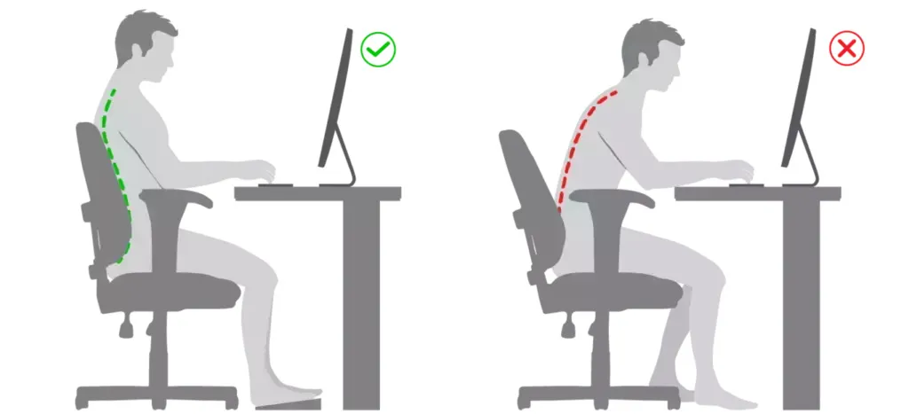 Postura correcta para sentarse frente a la computadora